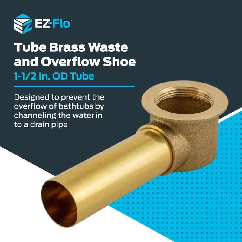 EZ-FLO Bath Waste and Overflow Shoe, 1-1/2 Inch Tubular Outlet, 1-1/2 Inch x 11.5 Coarse Threads, Chrome Strainer Body, 22-Gauge Brass, 35237 - Image 2